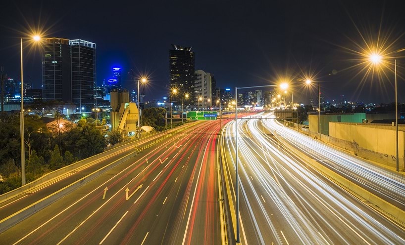 Image of a car freeway at night