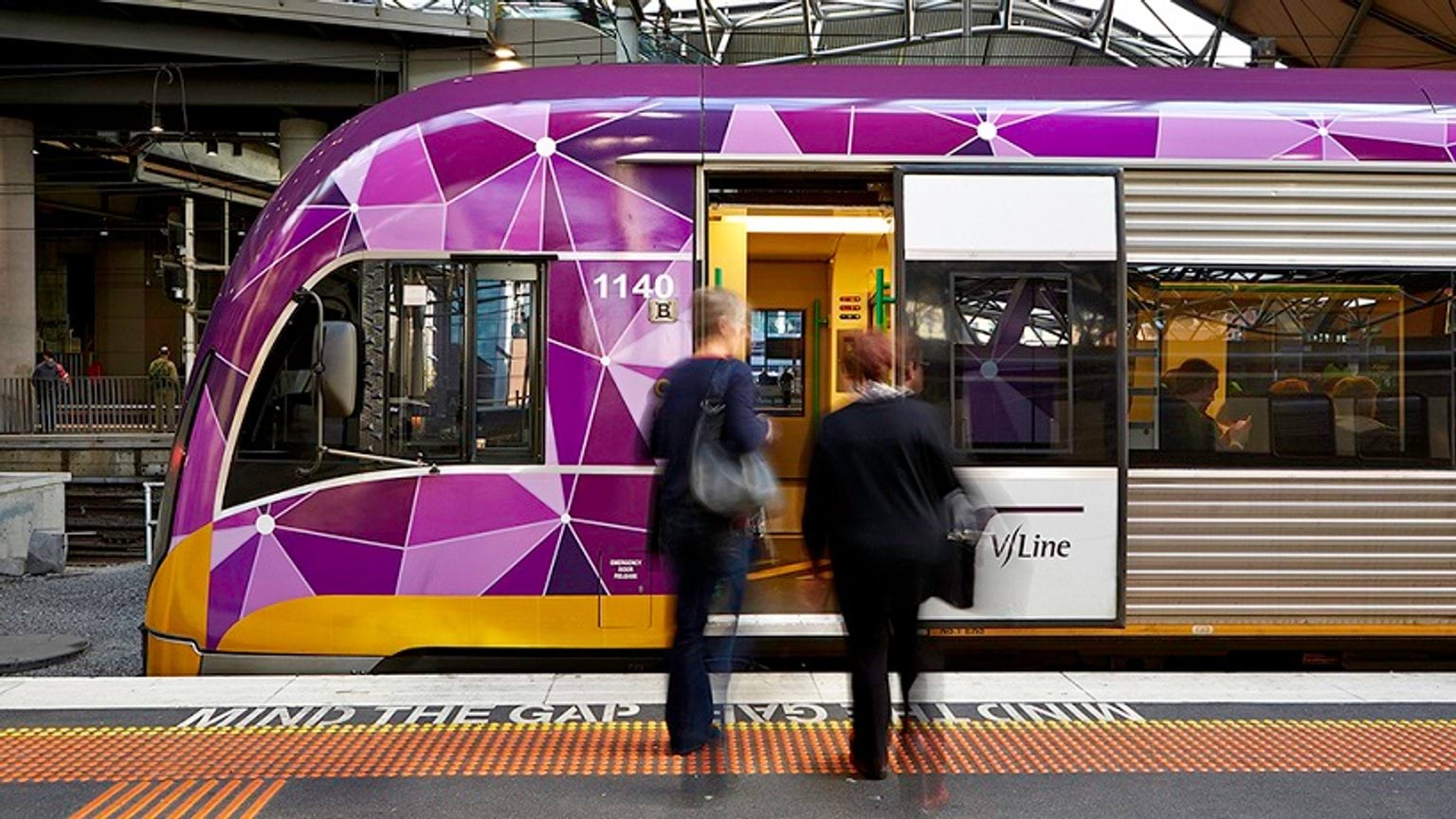 Passengers boarding a train