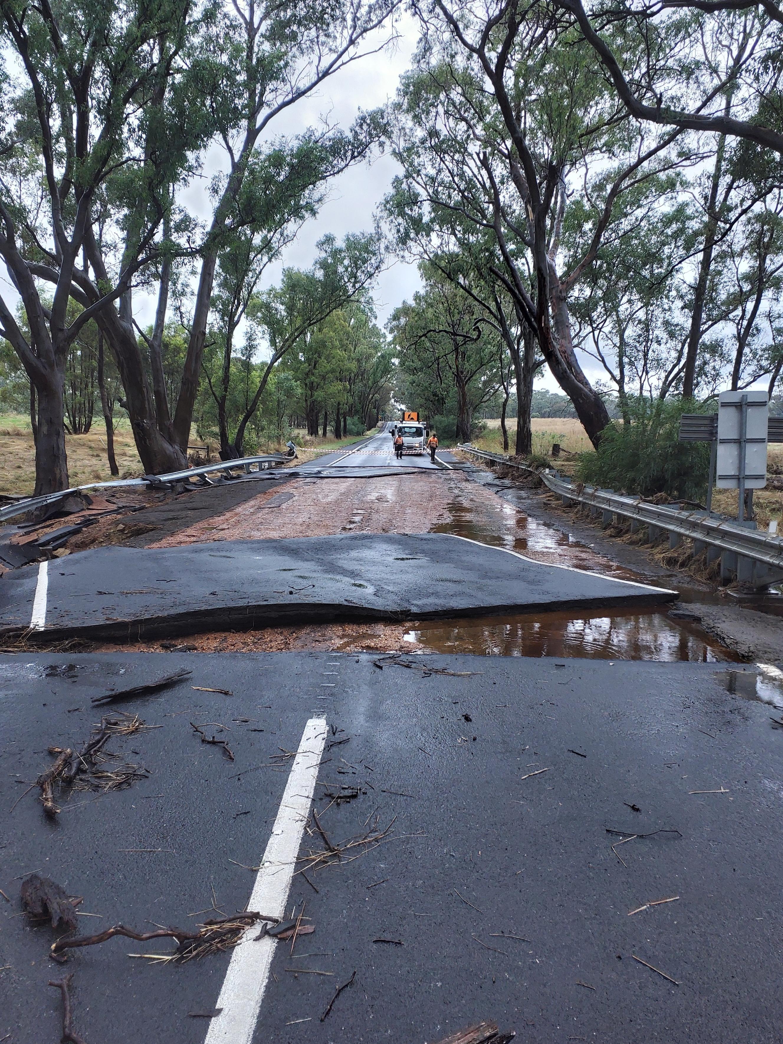 Image of road affected by storm