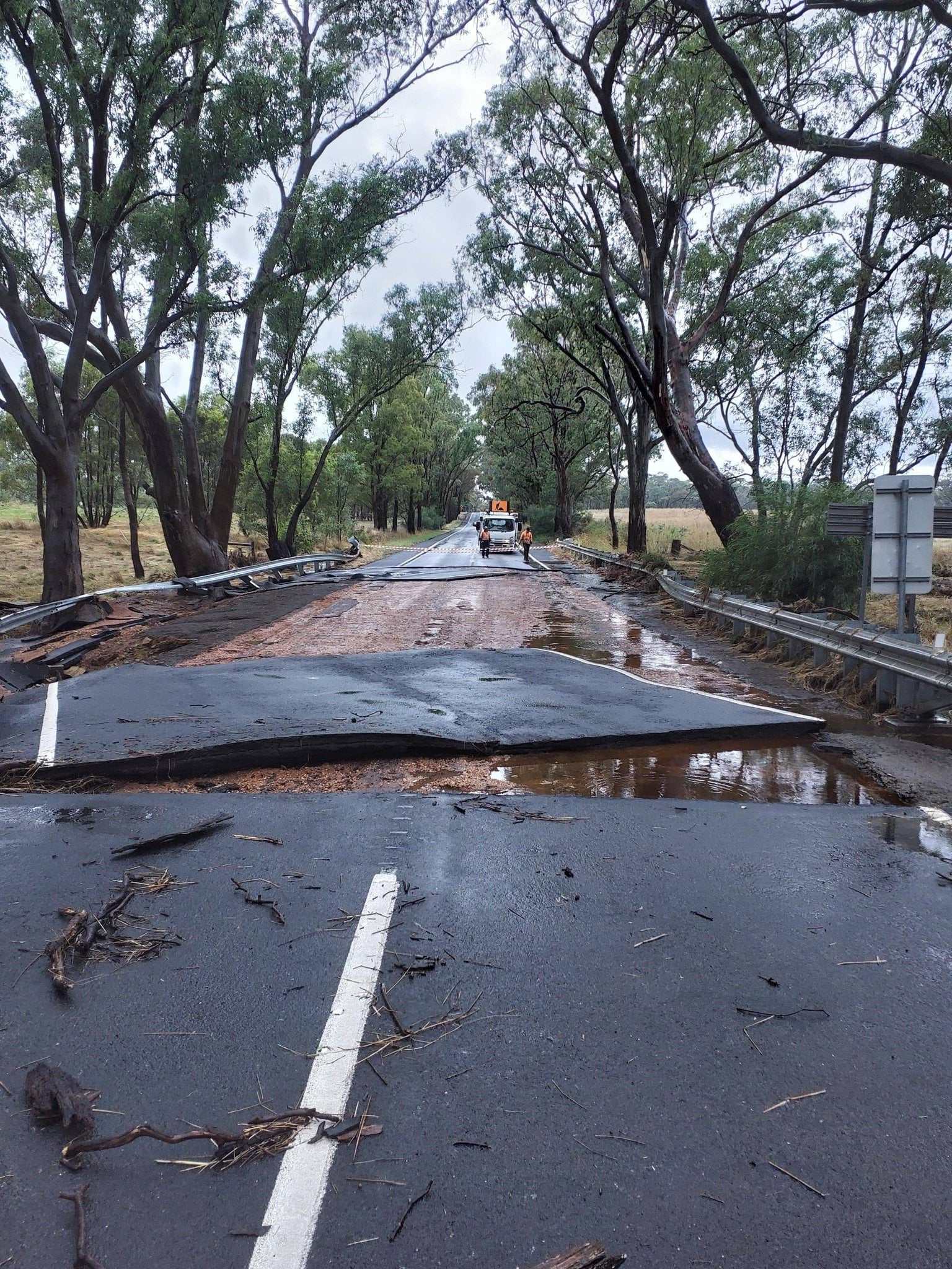 Image of road affected by storm