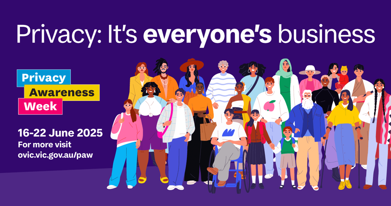Image of a group of diverse people with Privacy Awareness week text